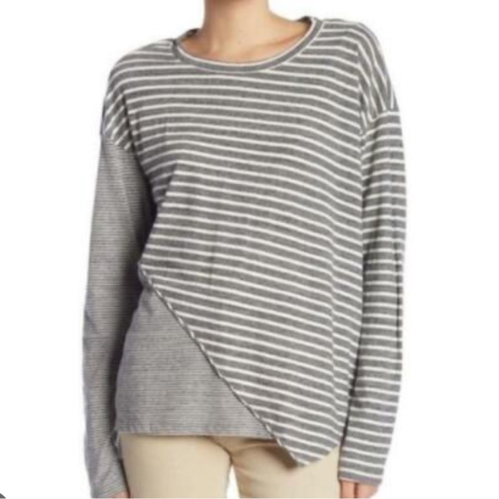 Current Elliot Soft Cotton Stretchy Striped Nautical Beachy Long Sleeve tee
